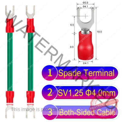 SV1.25 4mm both sided spade terminal 18AWG insulated cable Green connector