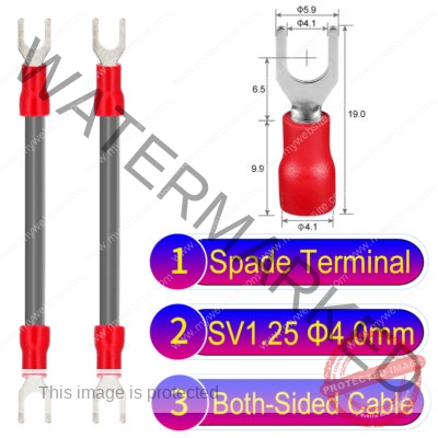 SV1.25 4mm both sided spade terminal 18AWG insulated cable Grey connector