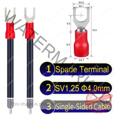 SV1.25 4mm Single-Headed ring terminal 18AWG insulated cable Black connector