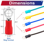 RV1.25 ring terminal, insulated 5mm Single-Headed cable Red connector, 18AWG terminal