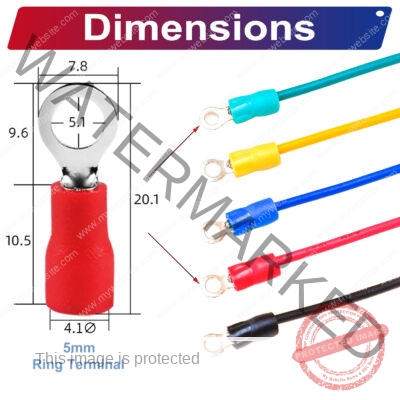 RV1.25 ring terminal, insulated 5mm Single-Headed cable Red connector, 18AWG terminal