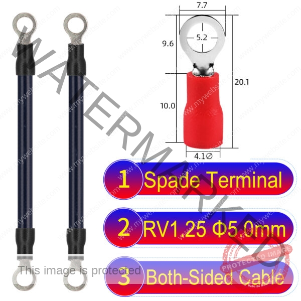 RV1.25 5mm both sided ring terminal 18AWG insulated cable Black connector