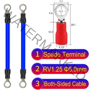 RV1.25 5mm both sided ring terminal 18AWG insulated cable Blue connector