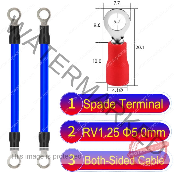 RV1.25 5mm both sided ring terminal 18AWG insulated cable Blue connector