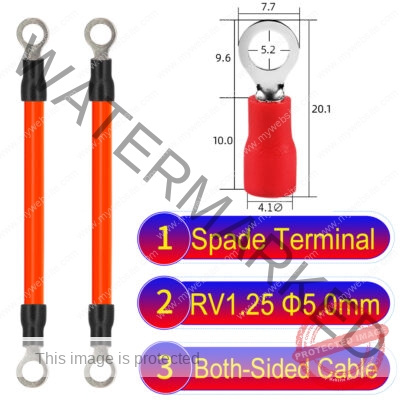 RV1.25 5mm both sided ring terminal 18AWG insulated cable Orange connector