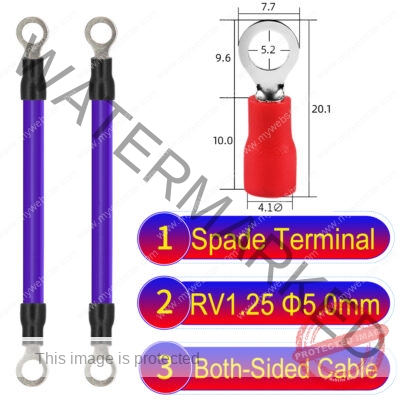 RV1.25 5mm both sided ring terminal 18AWG insulated cable Purple connector