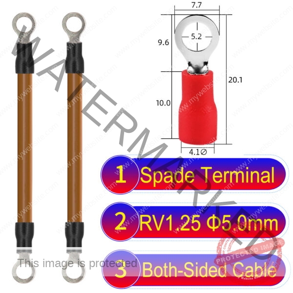 RV1.25 5mm both sided ring terminal 18AWG insulated cable Brown connector