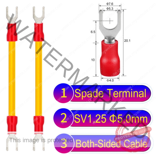 SV1.25 5mm both sided spade terminal 18AWG insulated cable Yellow connector