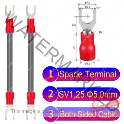 SV1.25 5mm both sided spade terminal 18AWG insulated cable Grey connector