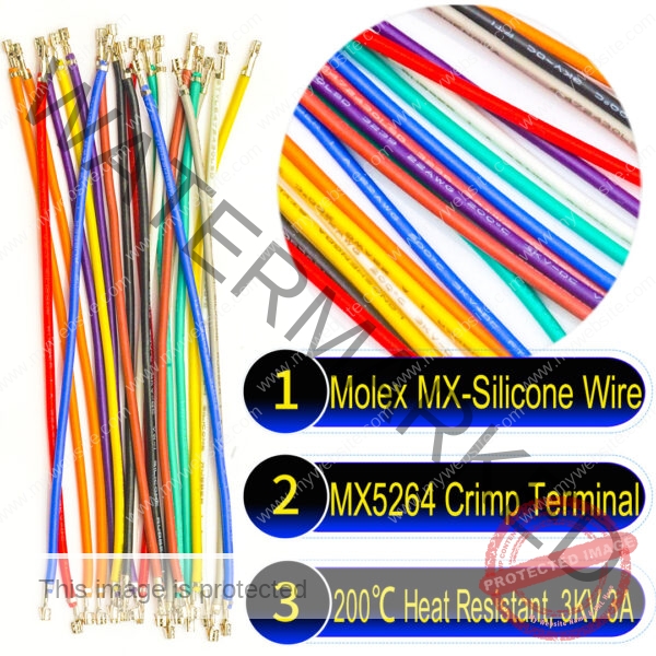 Molex KK 254 2.5mm 5264 pre-crimped terminal silicone cable