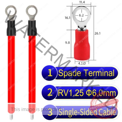 RV1.25 6mm Single-Headed ring terminal 18AWG insulated cable Red connector