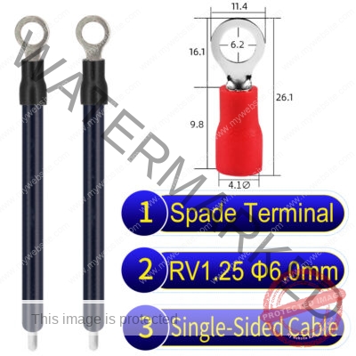 RV1.25 6mm Single-Headed ring terminal 18AWG insulated cable Black connector