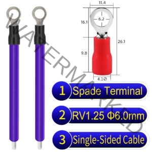 RV1.25 6mm Single-Headed ring terminal 18AWG insulated cable Purple connector