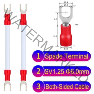 SV1.25 6mm both sided spade terminal 18AWG insulated cable White connector