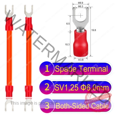 SV1.25 6mm both sided spade terminal 18AWG insulated cable Orange connector