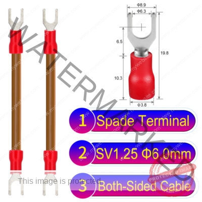 SV1.25 6mm both sided spade terminal 18AWG insulated cable Brown connector