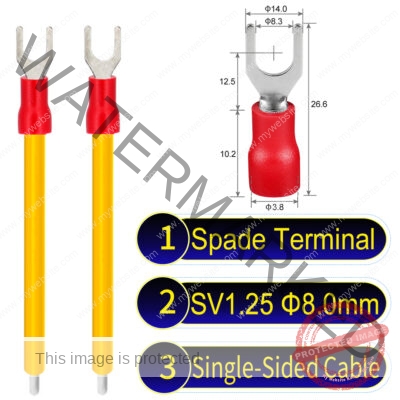 SV1.25 8mm Single-Headed ring terminal 18AWG insulated cable Yellow connector