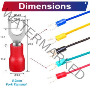 SV1.25 ring terminal, insulated 8mm Single-Headed cable Red connector, 18AWG terminal