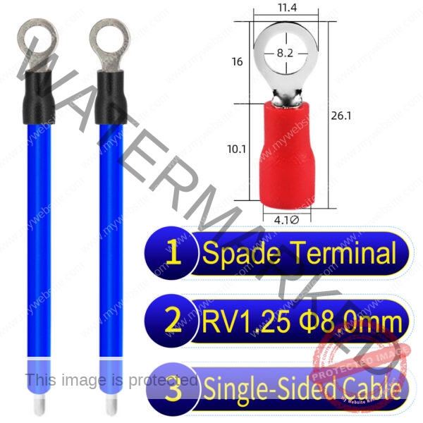 RV1.25 8mm Single-Headed ring terminal 18AWG insulated cable Blue connector