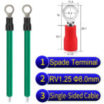 RV1.25 8mm Single-Headed ring terminal 18AWG insulated cable Green connector