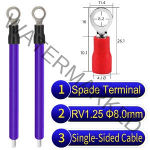 RV1.25 8mm Single-Headed ring terminal 18AWG insulated cable Purple connector