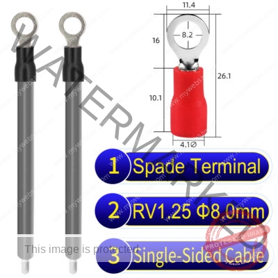 RV1.25 8mm Single-Headed ring terminal 18AWG insulated cable Grey connector