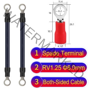 RV1.25 8mm both sided ring terminal 18AWG insulated cable Black connector