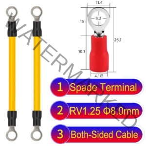 RV1.25 8mm both sided ring terminal 18AWG insulated cable Yellow connector