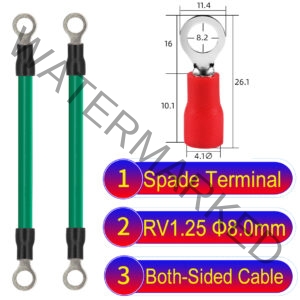 RV1.25 8mm both sided ring terminal 18AWG insulated cable Green connector