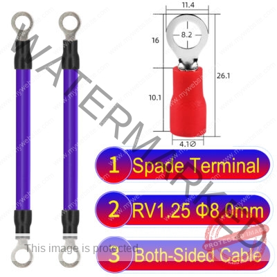 RV1.25 8mm both sided ring terminal 18AWG insulated cable Purple connector