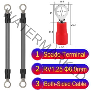 RV1.25 8mm both sided ring terminal 18AWG insulated cable Grey connector