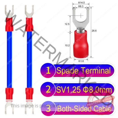 SV1.25 8mm both sided spade terminal 18AWG insulated cable Blue connector