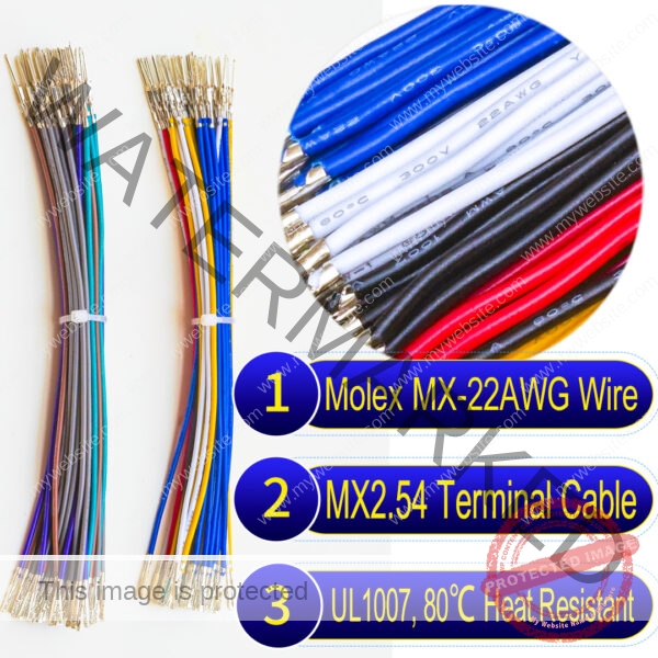 Molex 2.5mm Dupont locking pre-crimped terminal cable 22AWG PVC wire