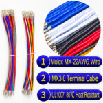 Molex Micro-Fit 3.0mm pre-crimped terminal cable 22AWG PVC wire