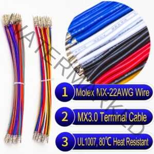 Molex Micro-Fit 3.0mm pre-crimped terminal cable 22AWG PVC wire