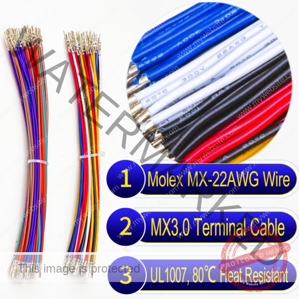 Molex Micro-Fit 3.0mm pre-crimped terminal cable 22AWG PVC wire