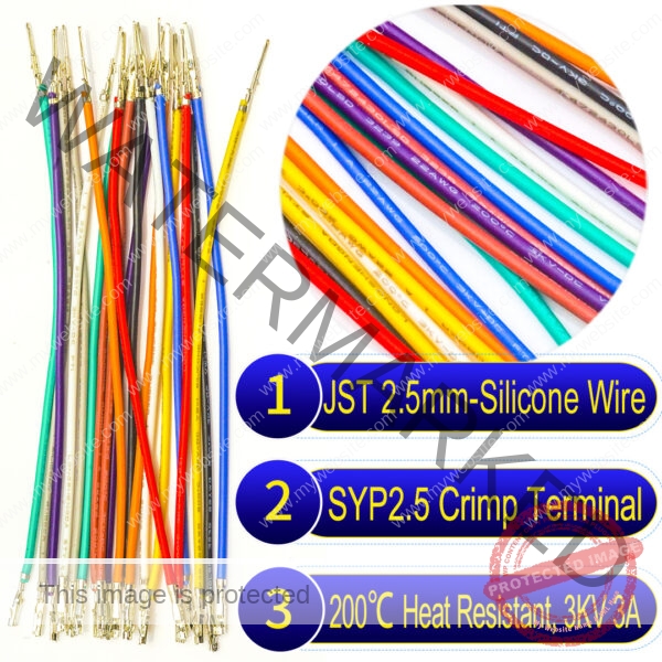 JST SYP 2.5mm pre-crimped terminal silicone cable