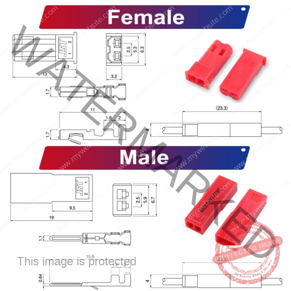 JST SYP2.5 2.5mm Male Female Housing 2P 3P 4P 5P 6P 7P 8P 9P 10P 12P