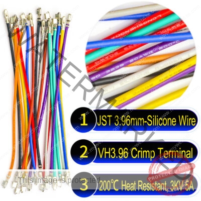 JST VH 3.96mm female pre-crimped terminal silicone cable