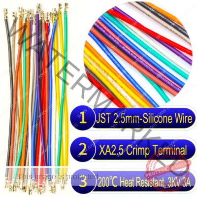 JST XA 2.5mm pre-crimped terminal silicone cable