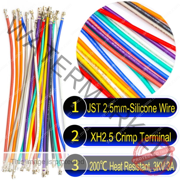 JST XH 2.5mm female pre-crimped terminal silicone cable