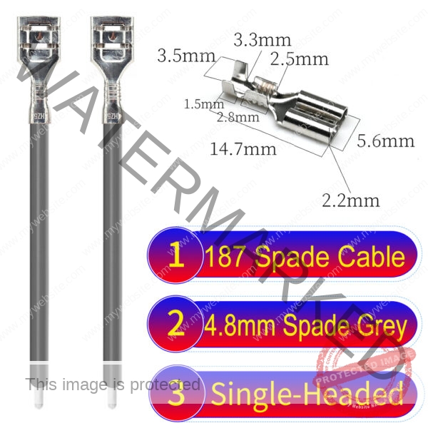 4.8mm single-head spade terminal Cable Single-Sided Grey