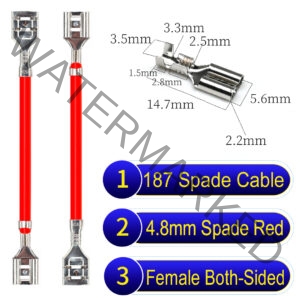 4.8mm spade terminal Cable both sided Red