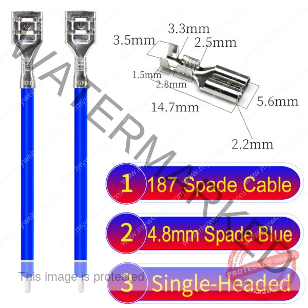 4.8mm single-head spade terminal Cable Single-Sided Blue