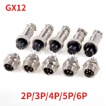 1set GX12 aviation plug 2pin 3pin 4pin 5pin 6pin cable male and female connectors 12mm plug and socket